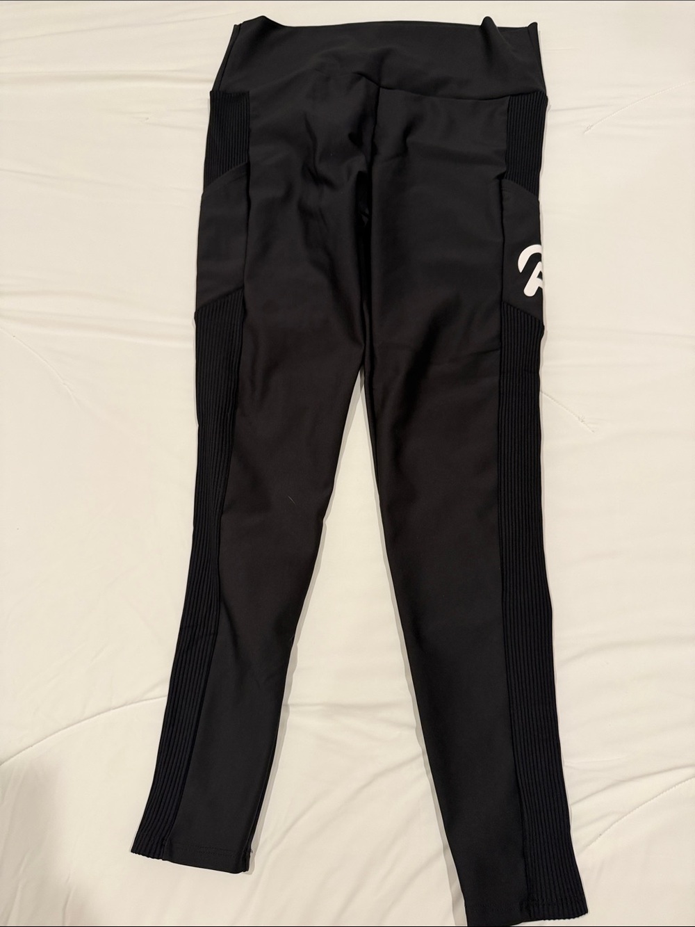 Peloton Black Ribbed Side Panel Leggings